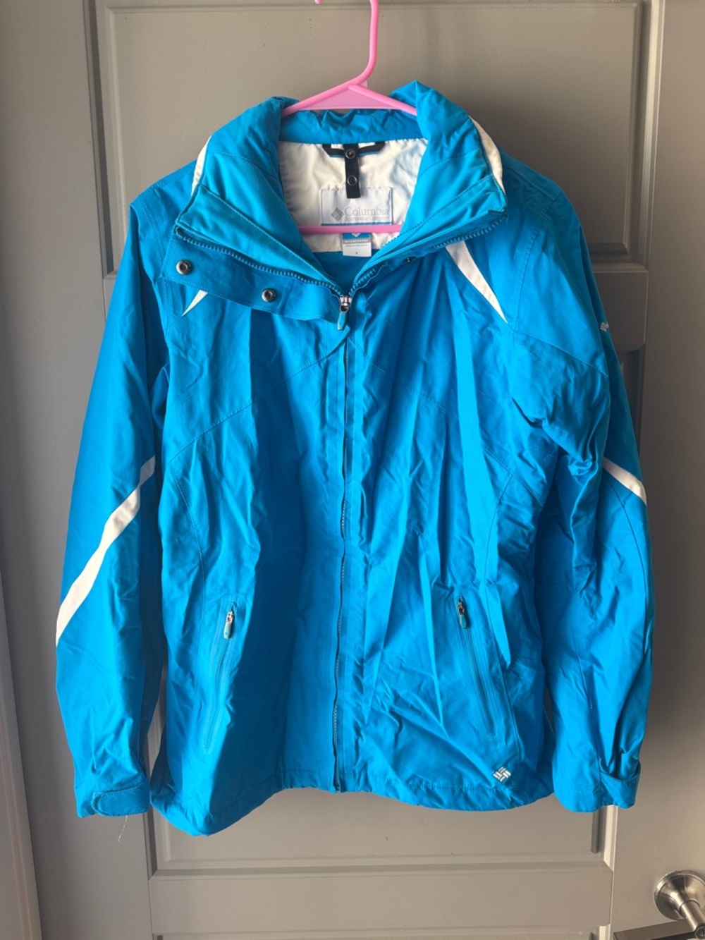 Columbia Bright Blue Women's Waterproof Jacket with White Accents